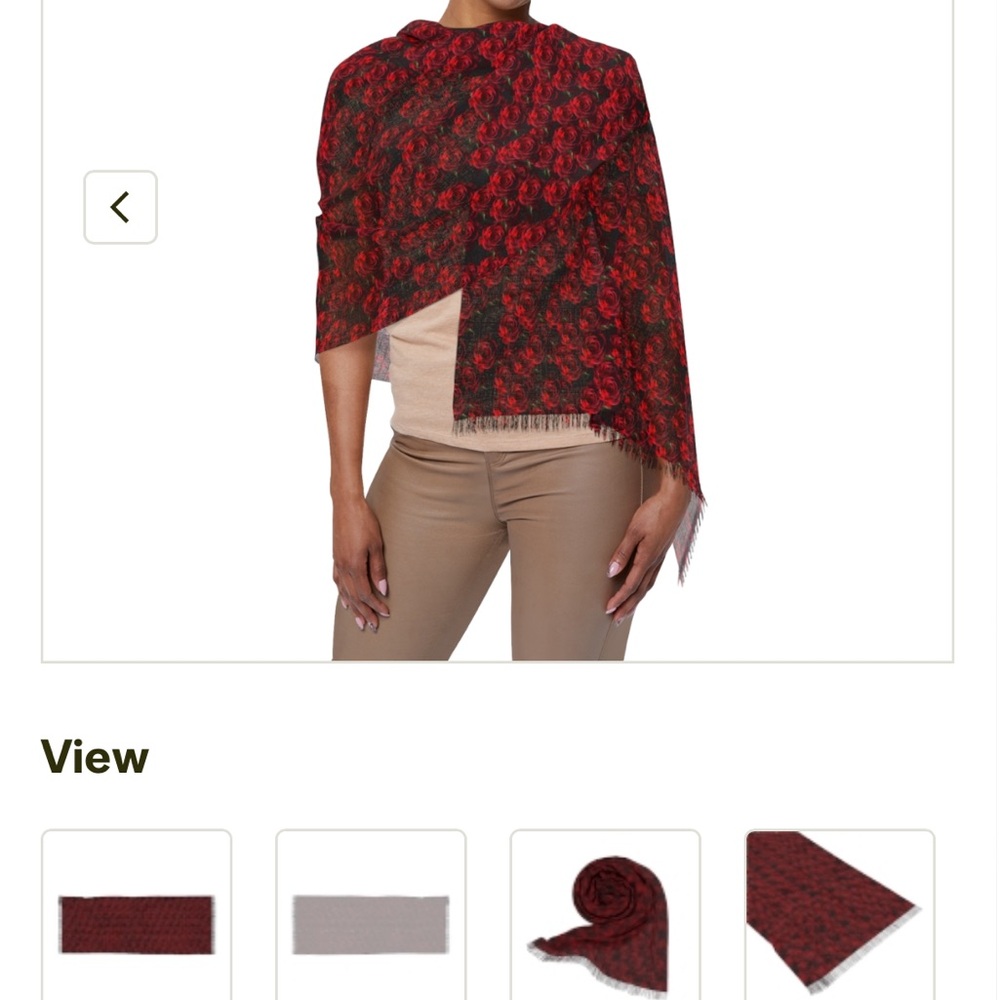 Elegant Red Floral Women's Scarf